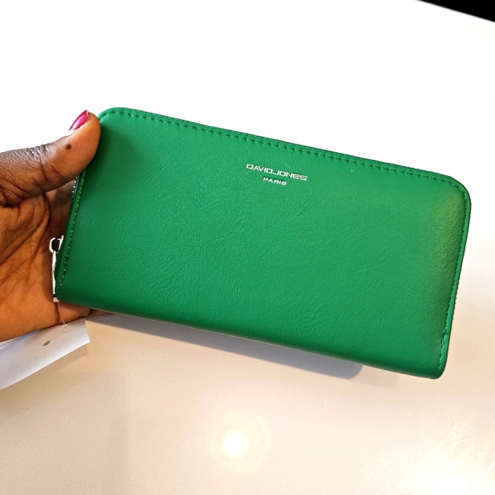David Jones Green Zip Around Wallet